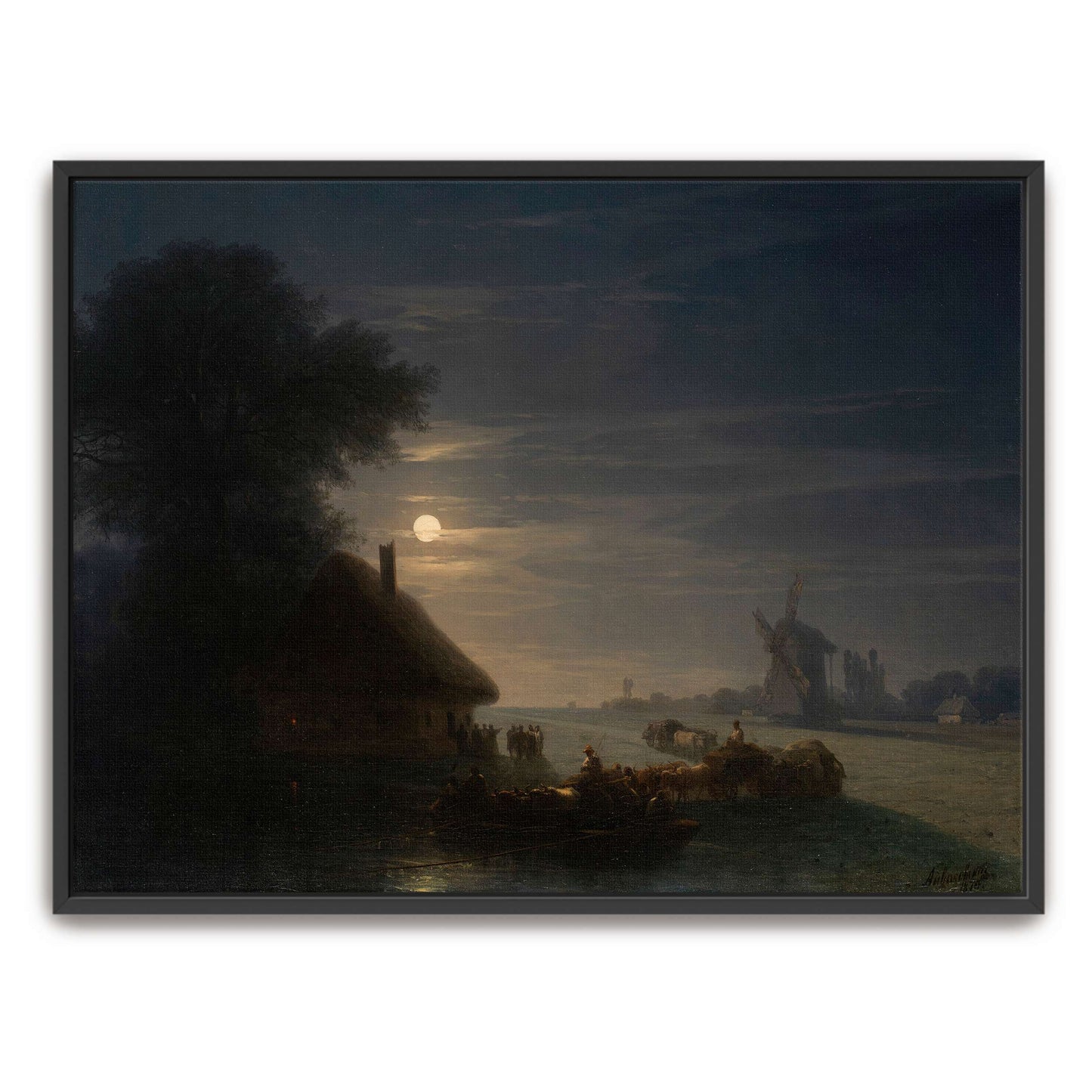 Nighttime landscape with a moonlit river by Ivan Konstantinovich Aivazovsky