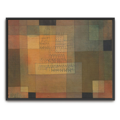 Geometric Cityscape With Brown And Green Tones By Paul Klee