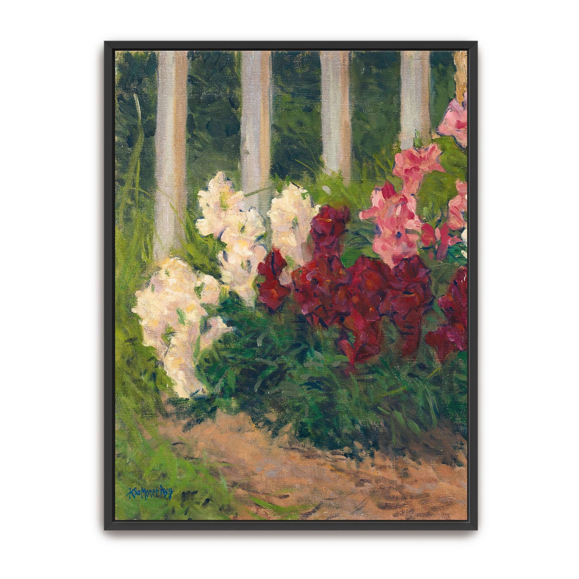 Flowers by a white fence by Koloman Moser