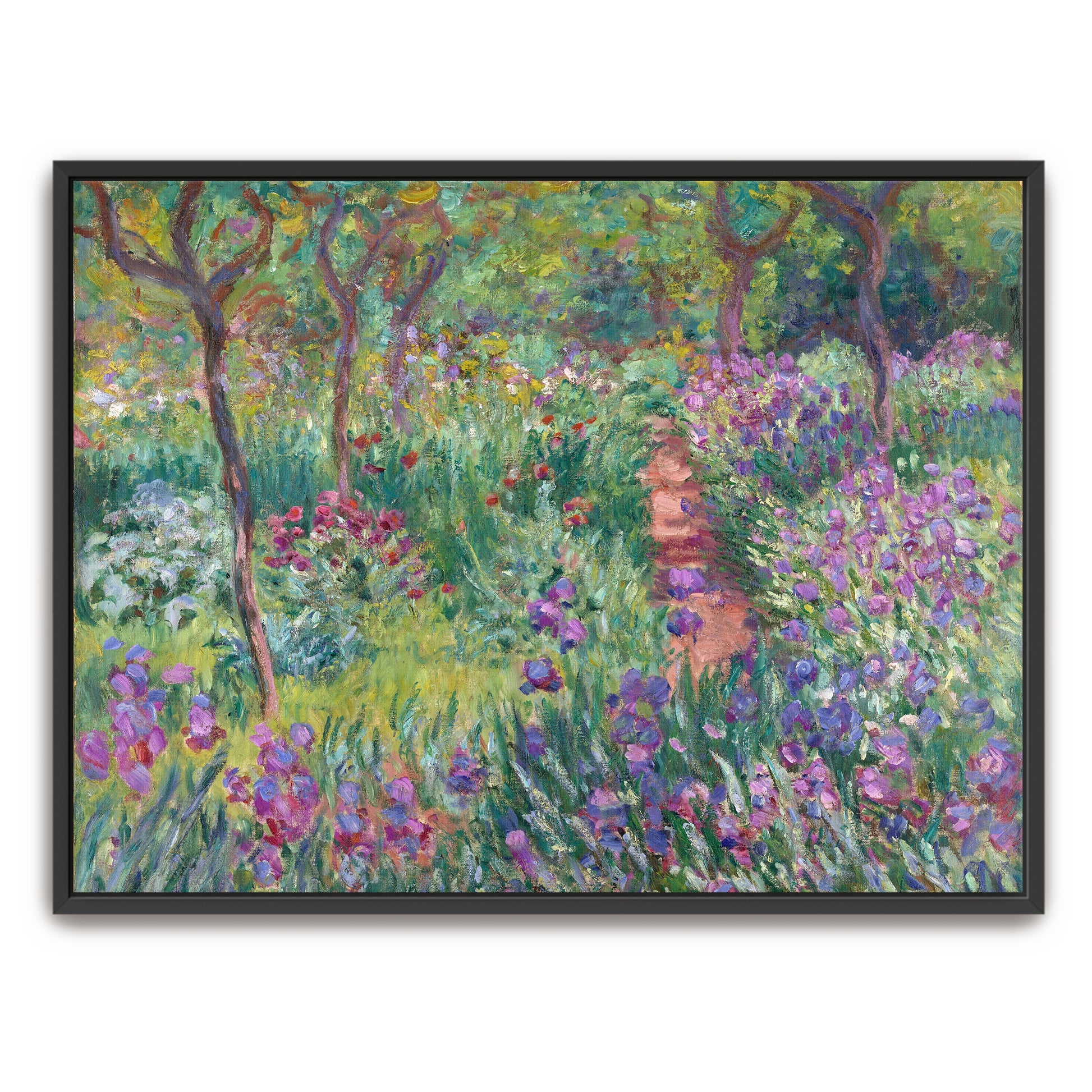 Garden Path With Purple Flowers And Trees By Claude Monet