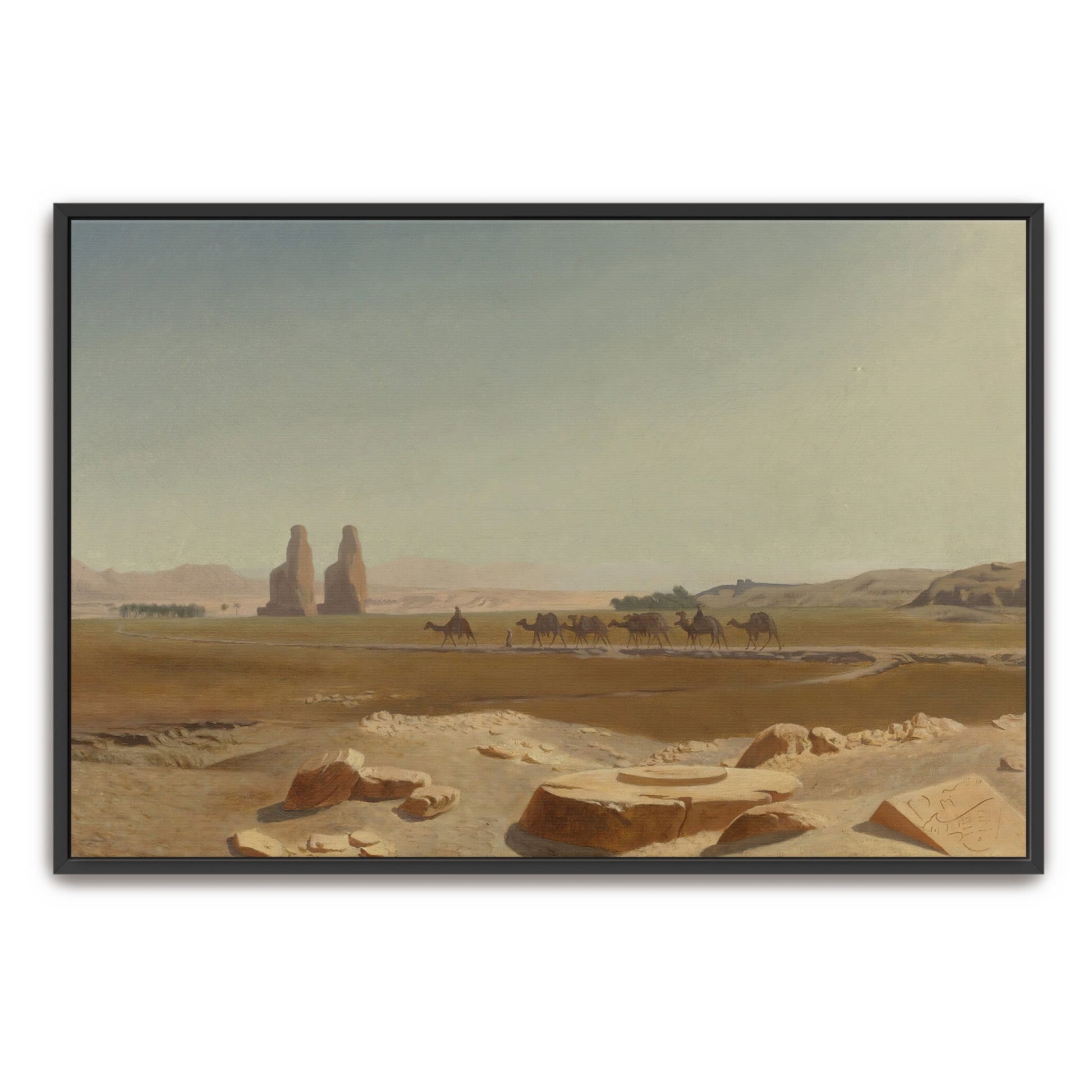 Caravan Crossing Desert Landscape With Colossi Of Memnon By Jean-Léon Gérôme