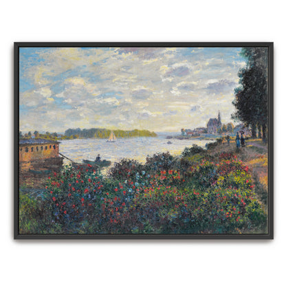 River Scene With Boats And Flowers By Claude Monet