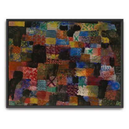 Abstract Geometric Composition With Black And Colorful Patches By Paul Klee