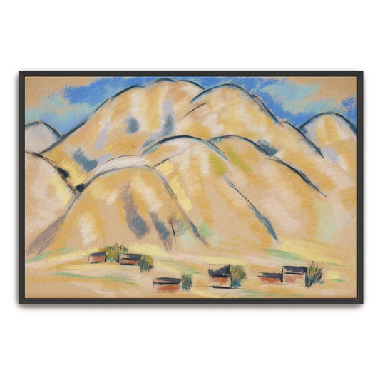 Pastel painting of hills and houses by Marsden Hartley