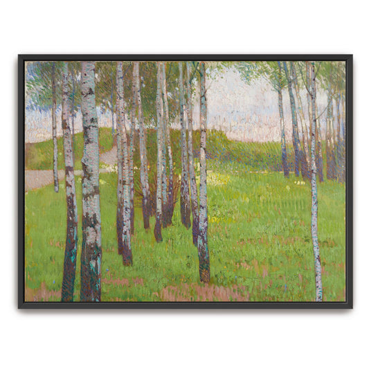 Birch trees in a grassy field by Carl Moll