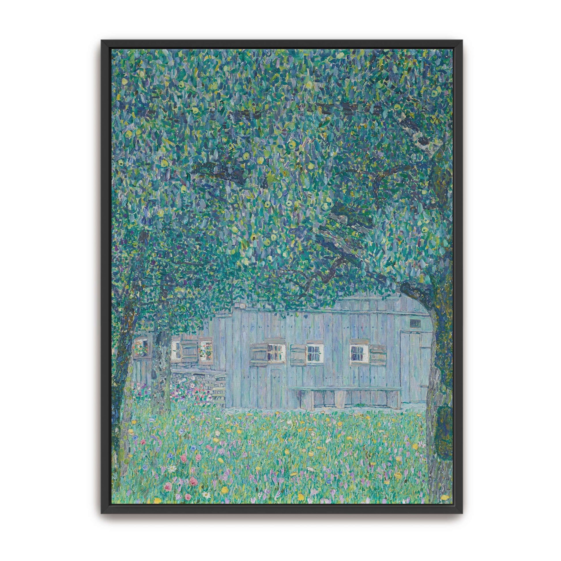 A house under a tree with flowers by Gustav Klimt