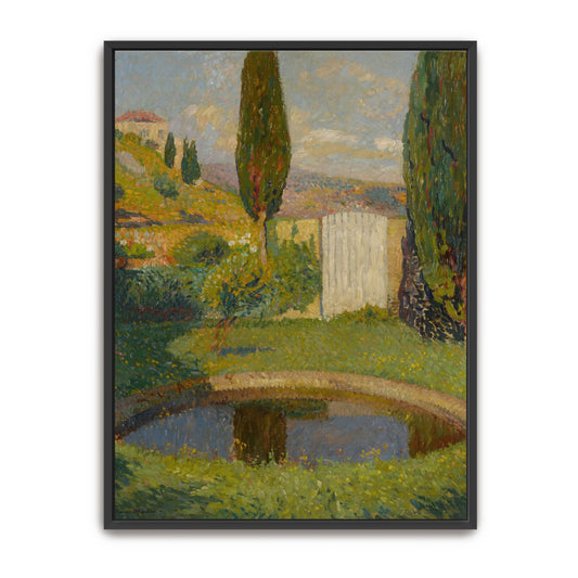 Garden Pond With Cypress Trees And White Fence By Henri Martin