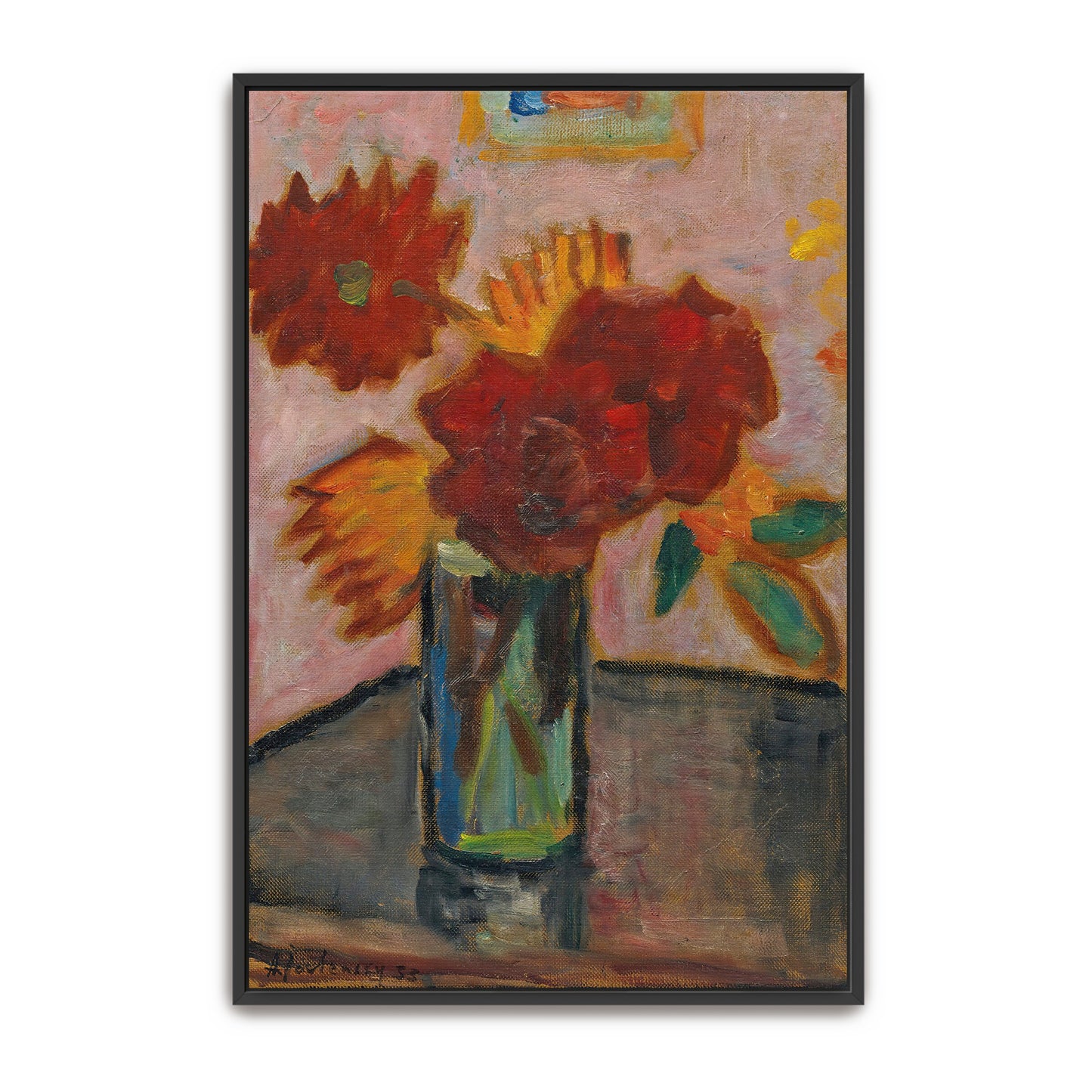 Red And Yellow Flowers In Vase By Alexej Von Jawlensky