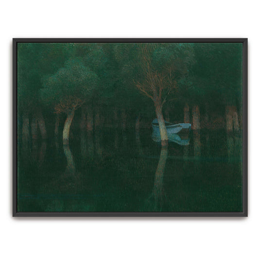 Boat in dark, still water by Carl Moll