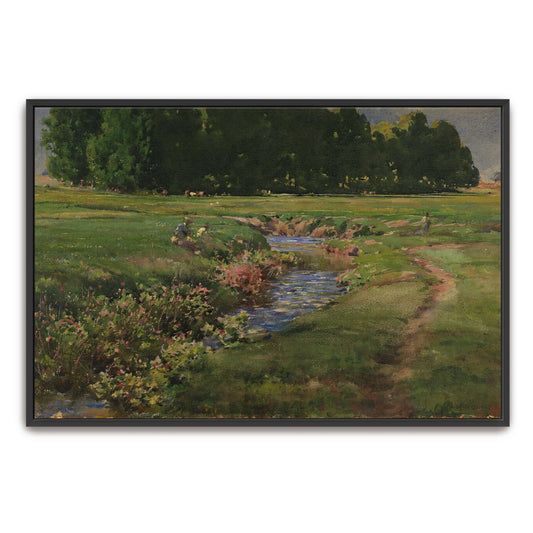 Stream flows through green field by William Henry Holmes