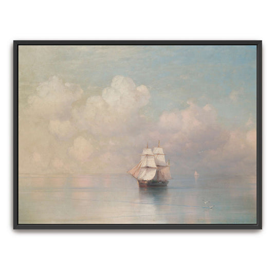 Sailboat on Calm Sea with Clouds by Ivan Konstantinovich Aivazovsky