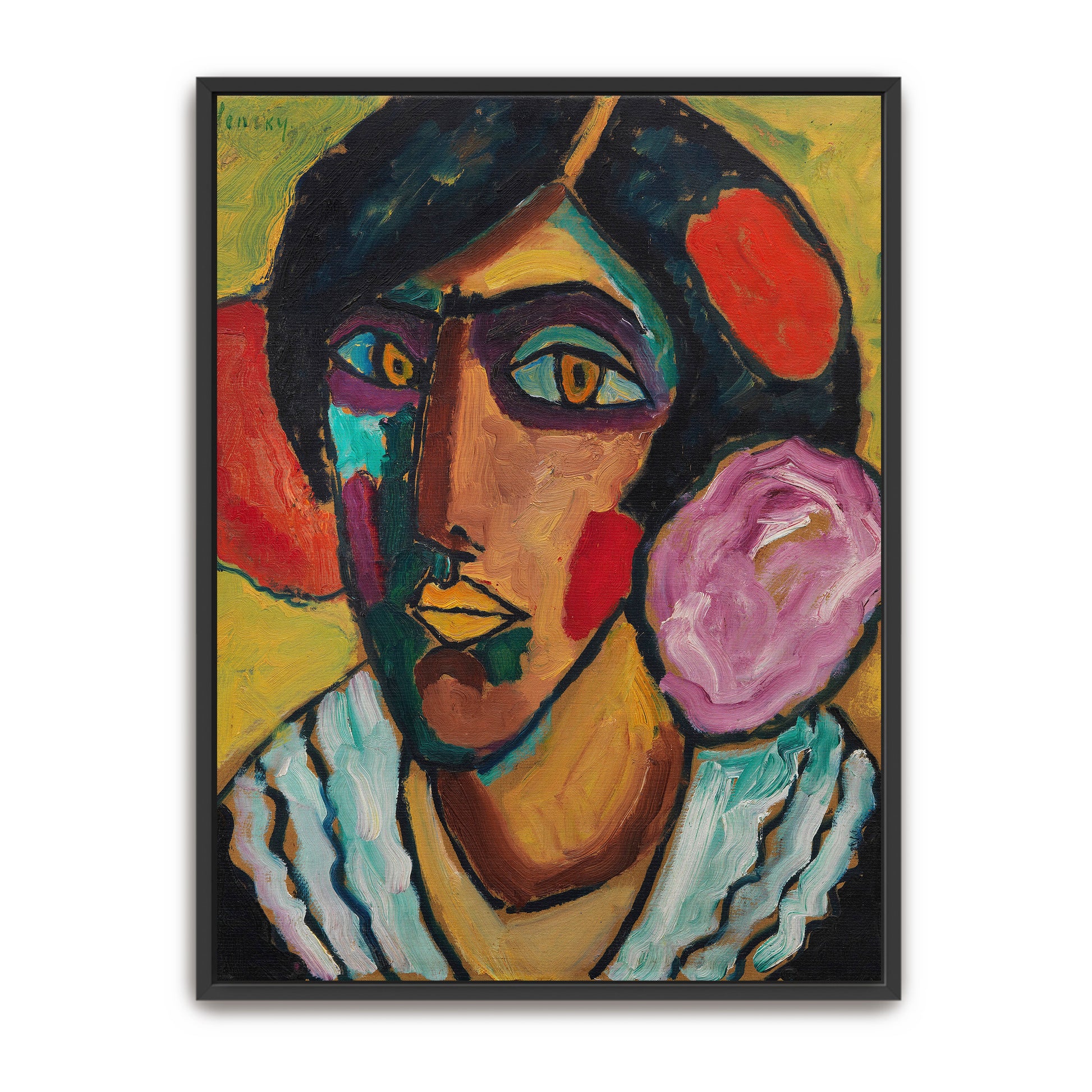 Expressionist Portrait Of Woman With Flowers By Alexej Von Jawlensky