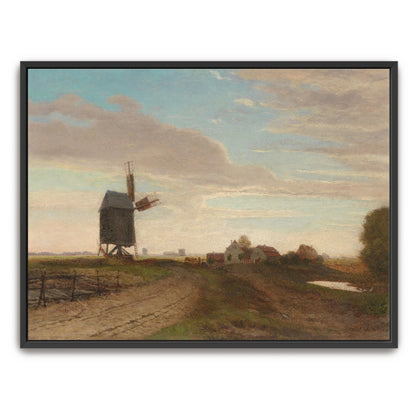 Windmill Landscape Rural Scene Sunset Sky By Eugen Jettel