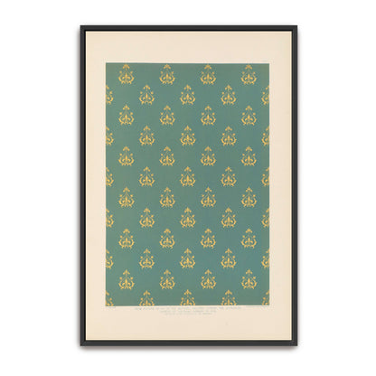 Repeating Pattern Of Fleur-De-Lis On Teal Background By Sydney Vacher