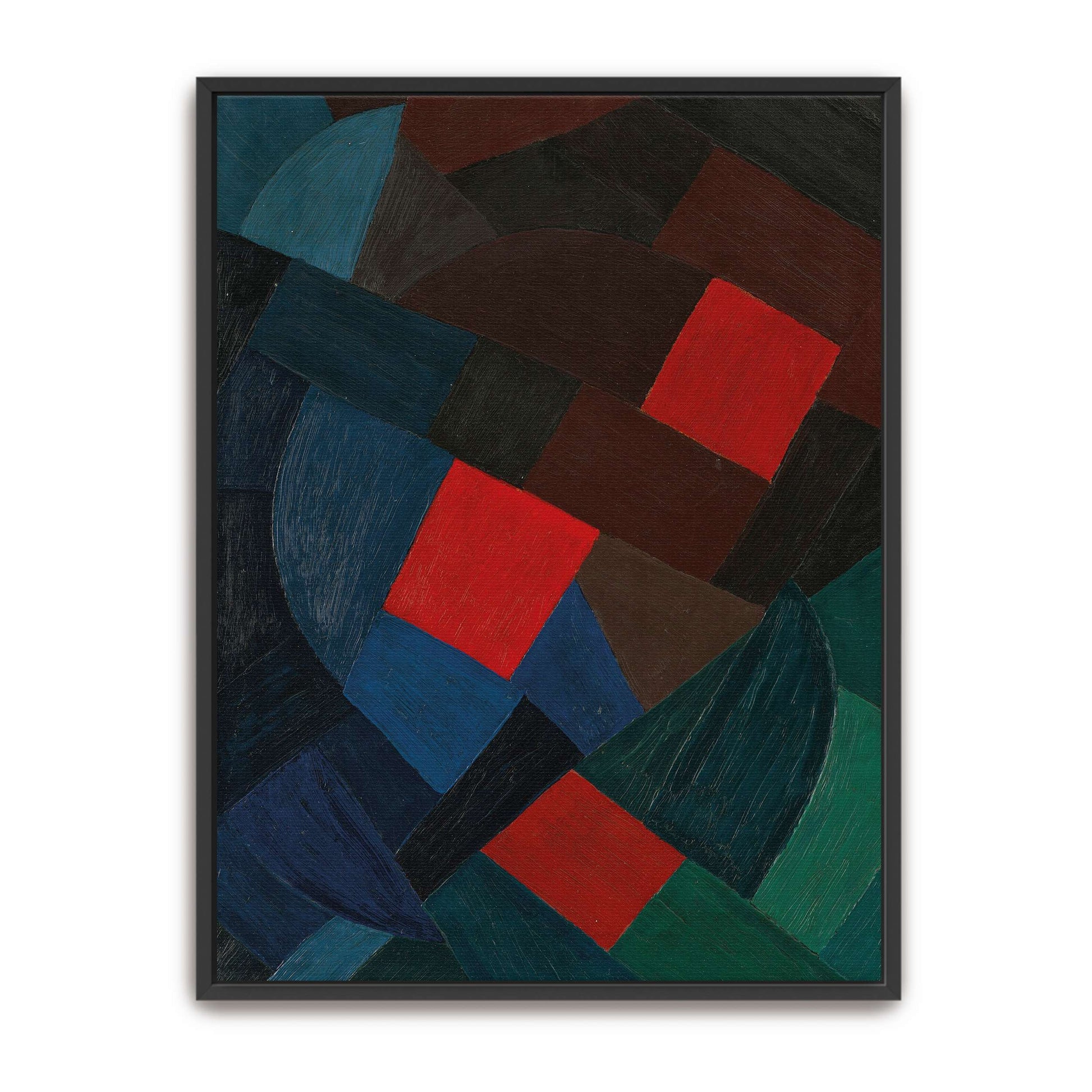 Abstract geometric painting with red squares by Otto Freundlich