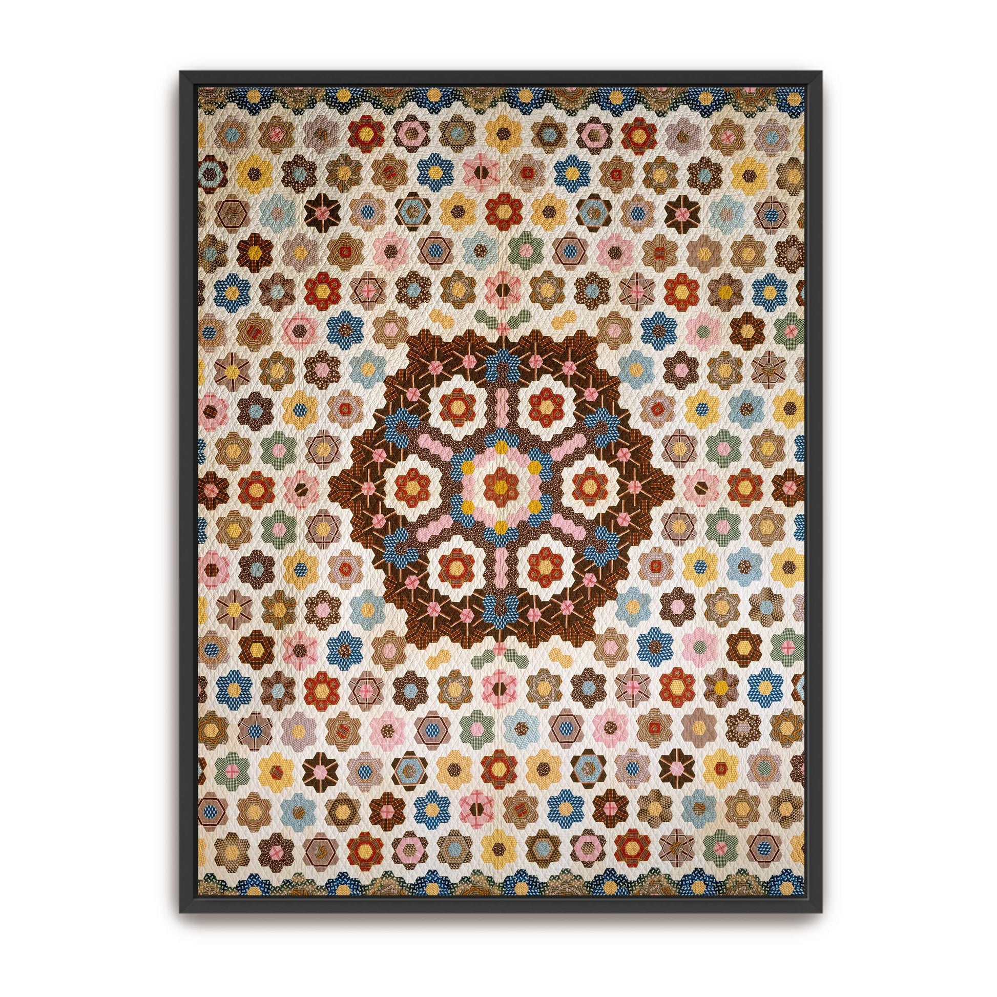Honeycomb Quilt Patterned Floral Design By Elizabeth Van Horne Clarkson