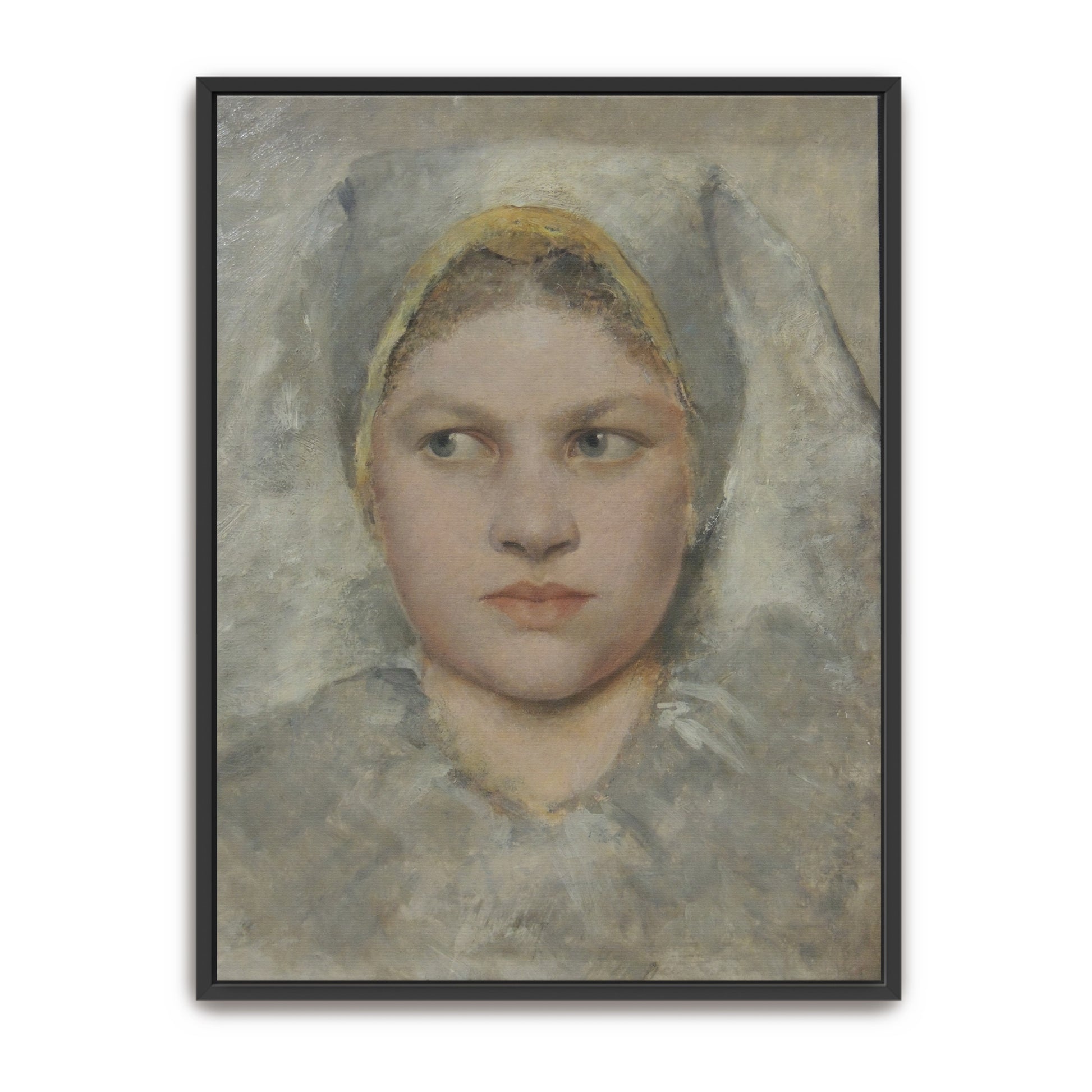 Head Study Of A Young Woman In A White Headscarf By Gustav Klimt