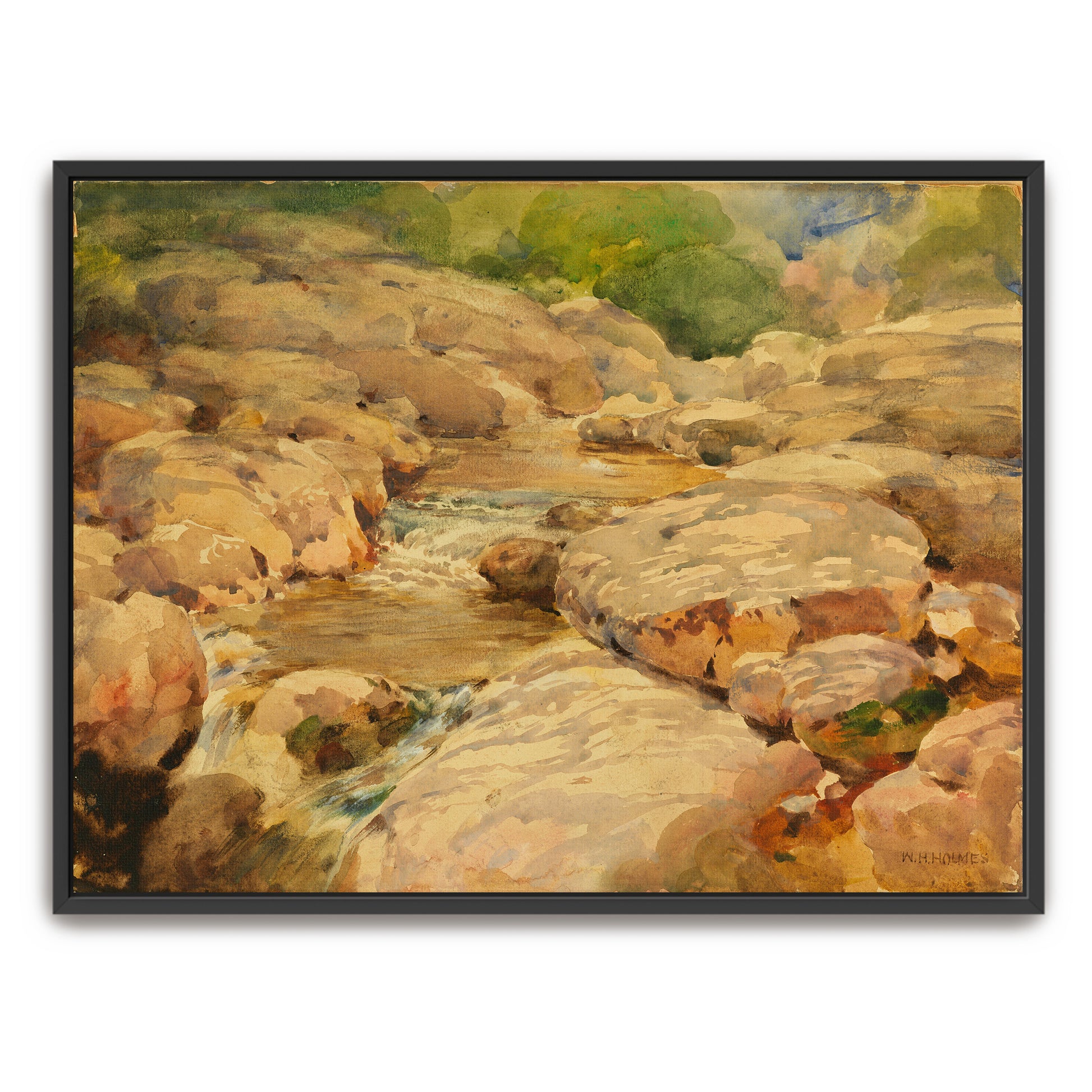 Water Flowing Through Rocks In A Forest By William Henry Holmes