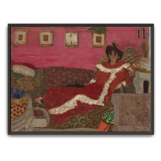 Woman in red dress on a couch by Édouard Vuillard