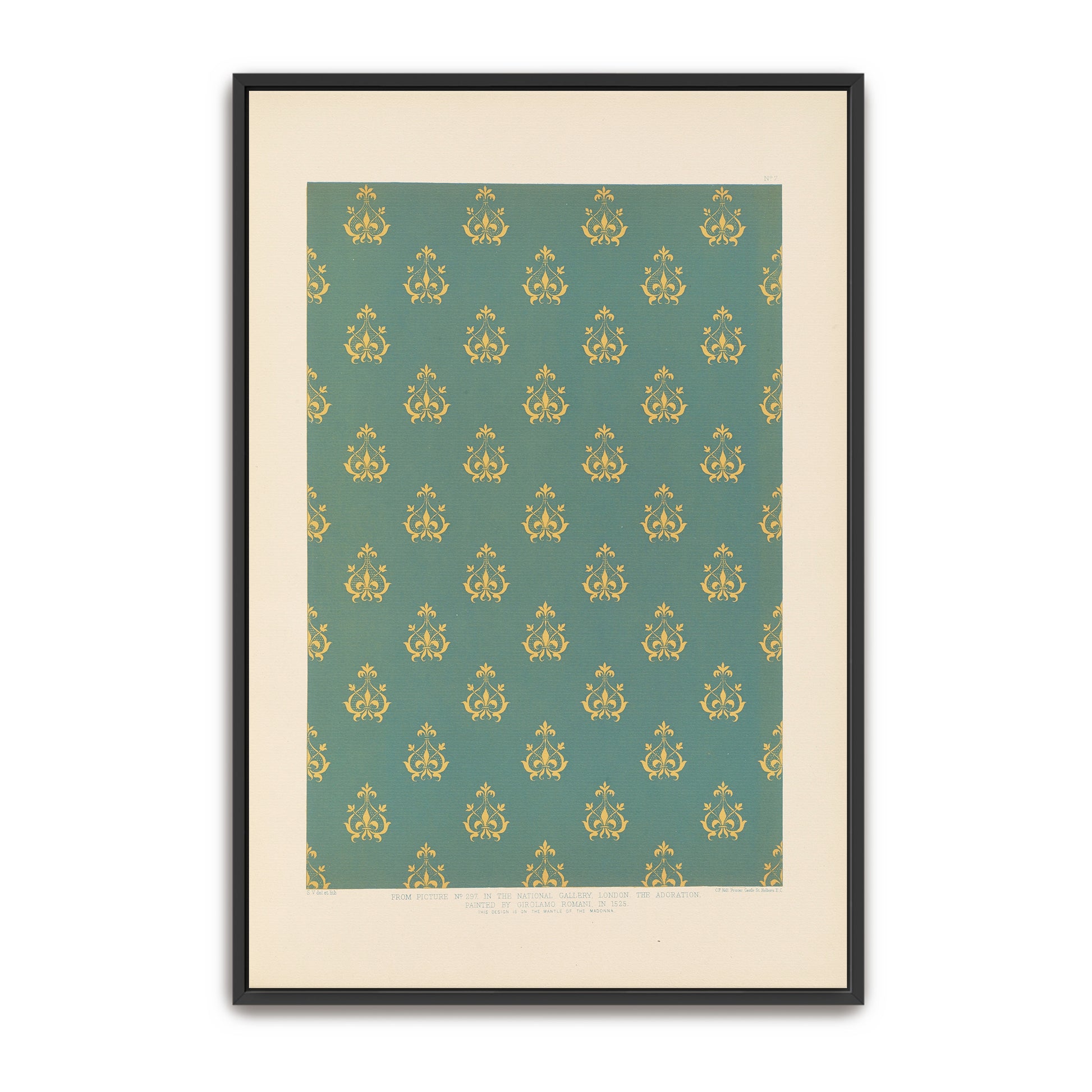 Repeating Pattern Of Fleur-De-Lis On Teal Background By Sydney Vacher