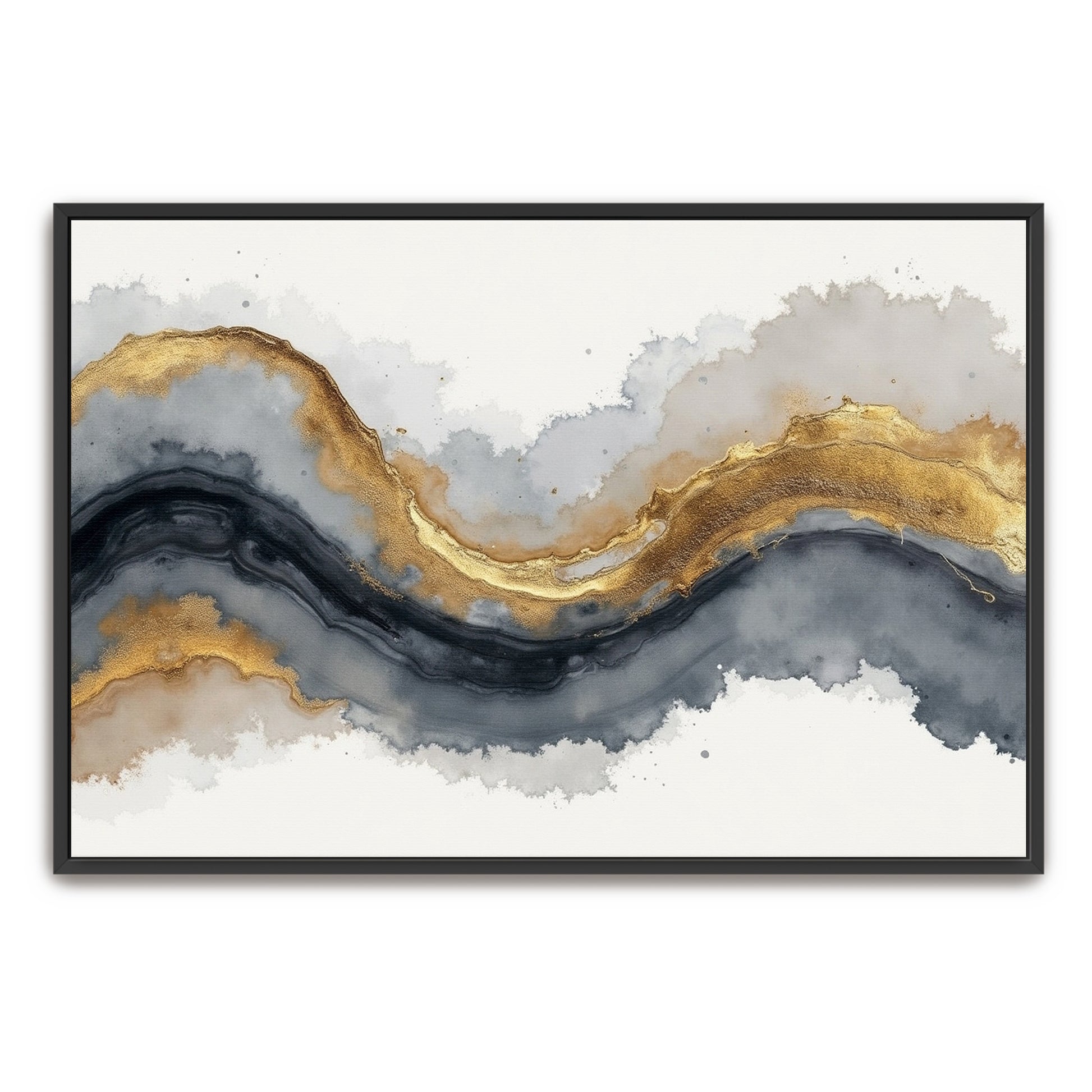 Abstract Watercolor With Golden Accents By Yara Rabibzad