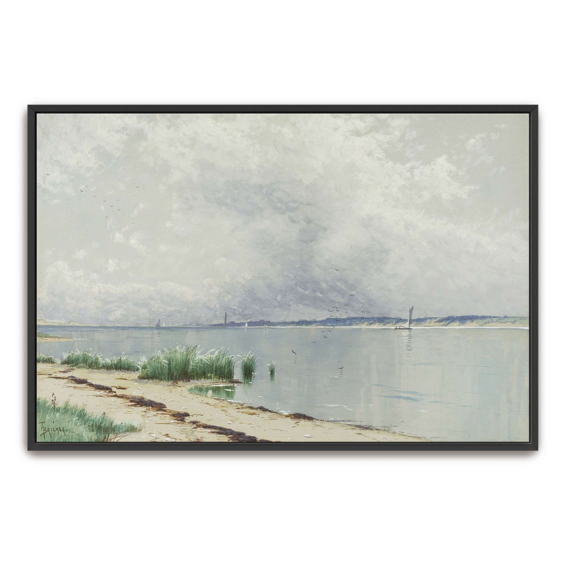 Seascape with Sailboat and Shore by Alfred Thompson Bricher