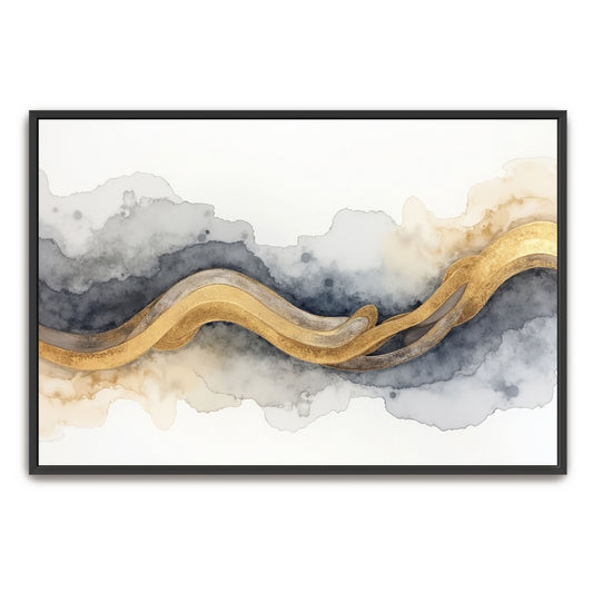 Abstract Watercolor With Gold Swirls By Yara Rabibzad