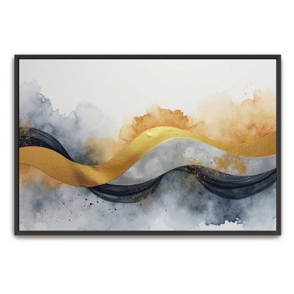 Abstract Watercolor With Gold And Silver Accents By Yara Rabibzad