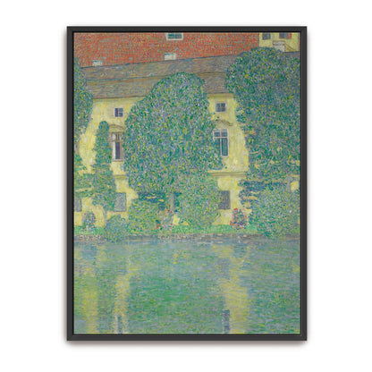 House by a lake with trees by Gustav Klimt