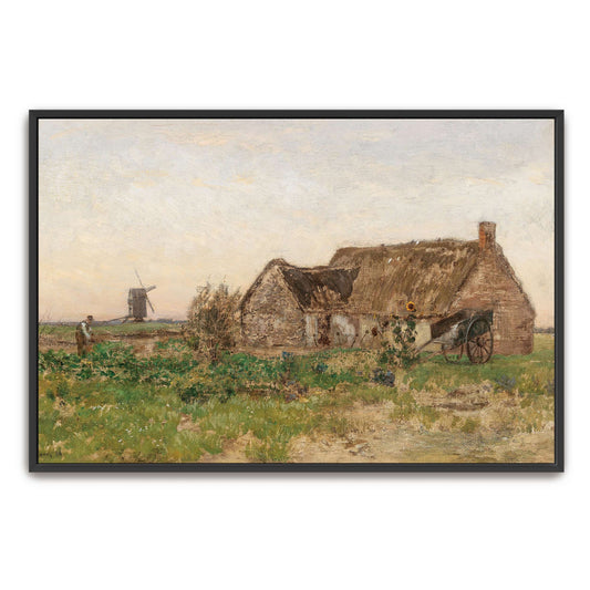 Rural scene with farmhouse, windmill by Eugen Jettel