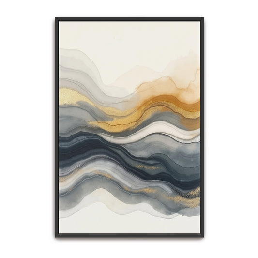 Abstract Gold And Grey Swirls By Yara Rabibzad