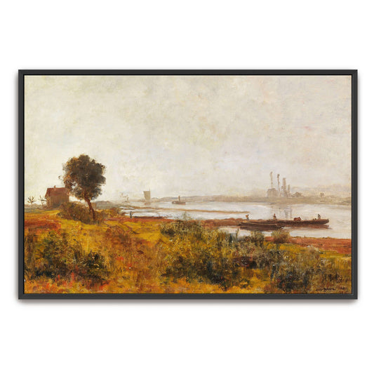 River Landscape with Boats and a House by Paul Baum