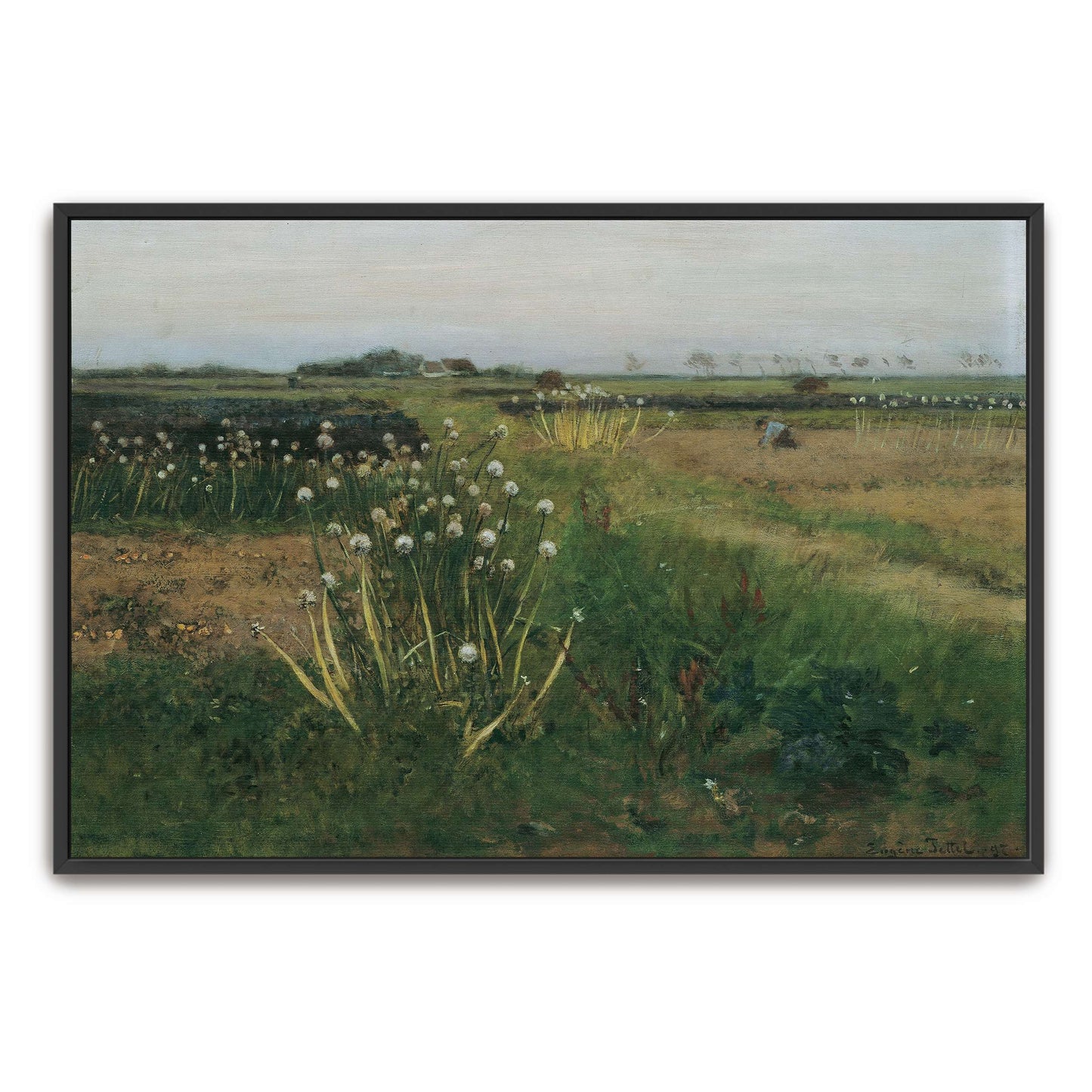 Field of white flowers with a lone figure by Eugen Jettel