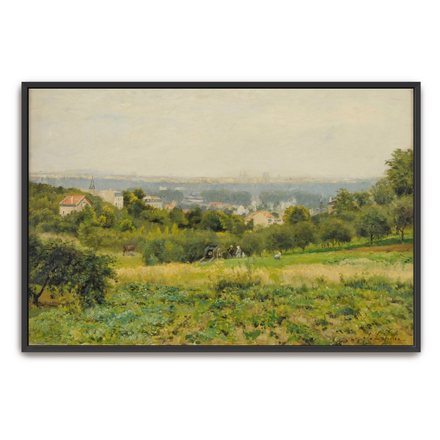 A Pastoral View Of A Cityscape With Rolling Hills And A Distant Church By Stanislas Lépine