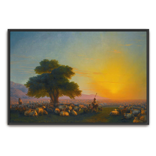 Shepherds and Flock at Sunset by Ivan Konstantinovich Aivazovsky