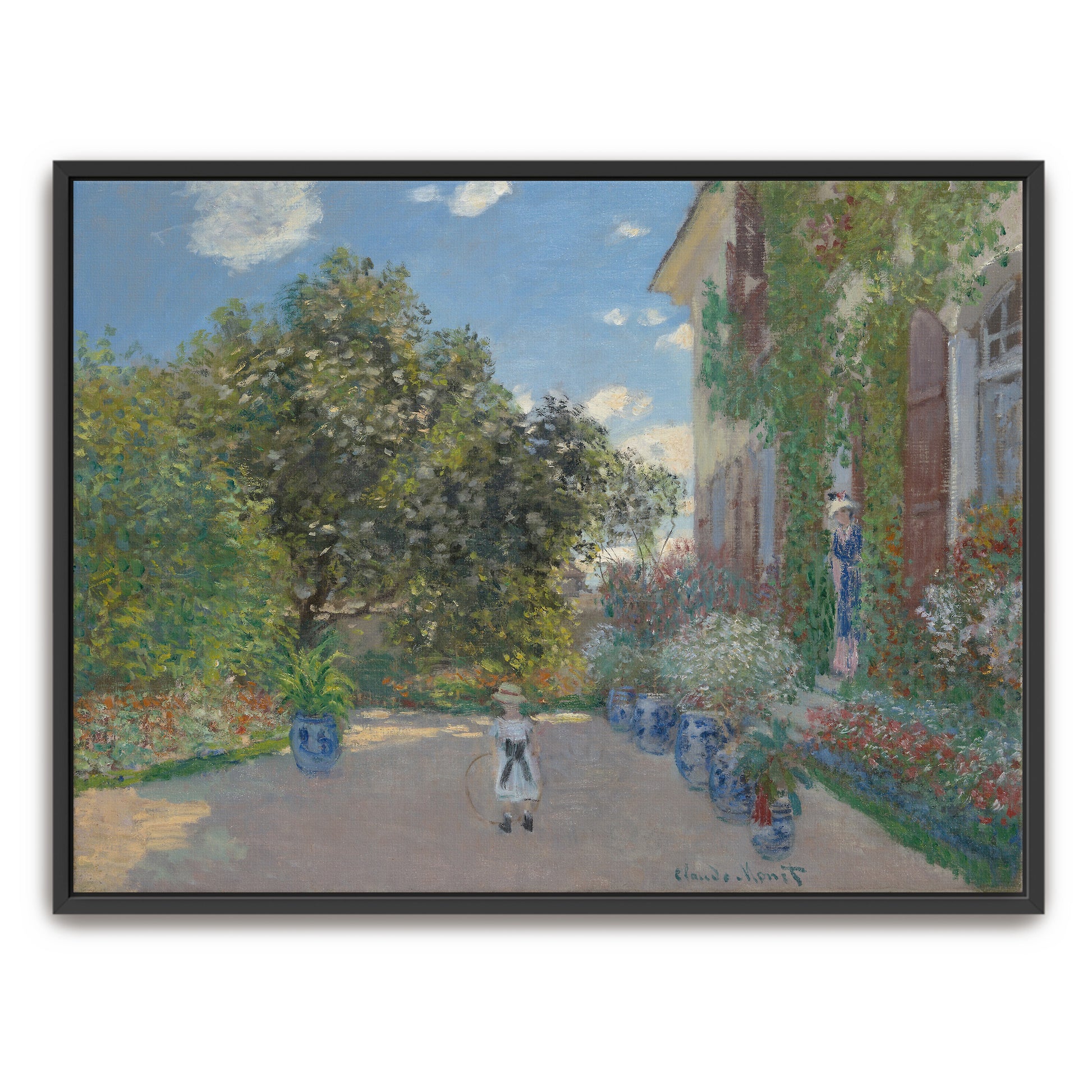 A Girl In A Garden With A Hoop, Impressionist Style By Claude Monet