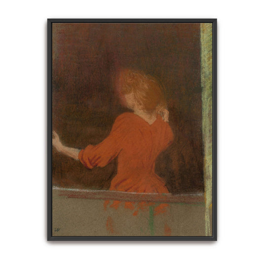 Woman in red standing by a window by Édouard Vuillard