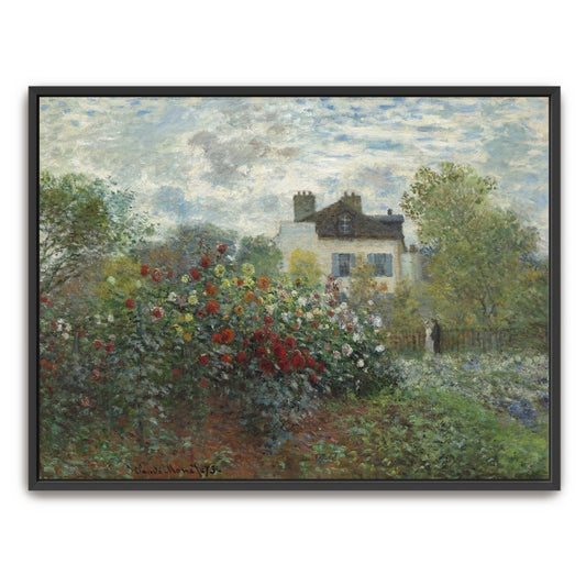 Garden With Dahlias And A House In The Background By Claude Monet