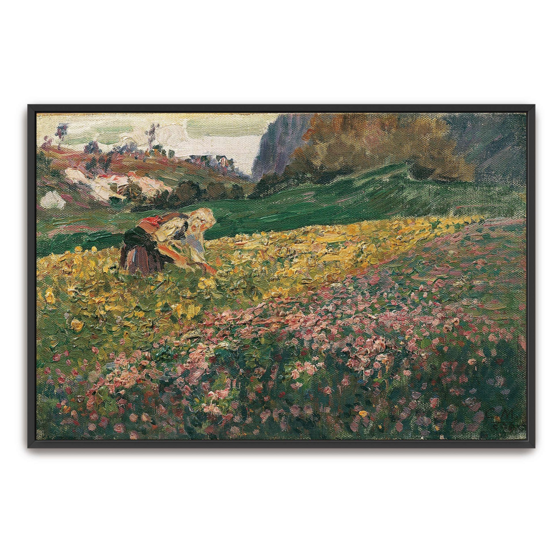 Woman harvesting in field by Carl Moll