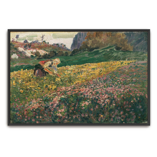 Woman harvesting in field by Carl Moll