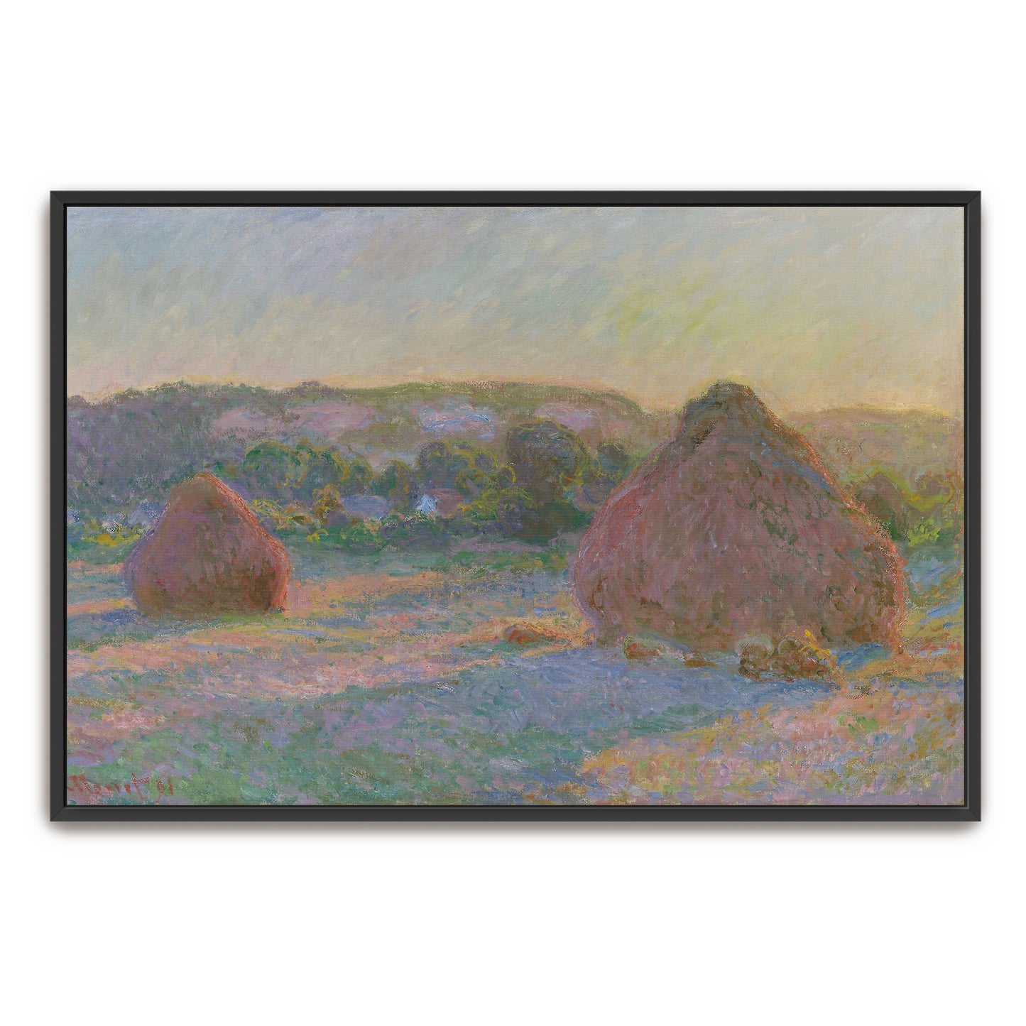 Haystacks In A Field At Sunset, Impressionist Landscape By Claude Monet