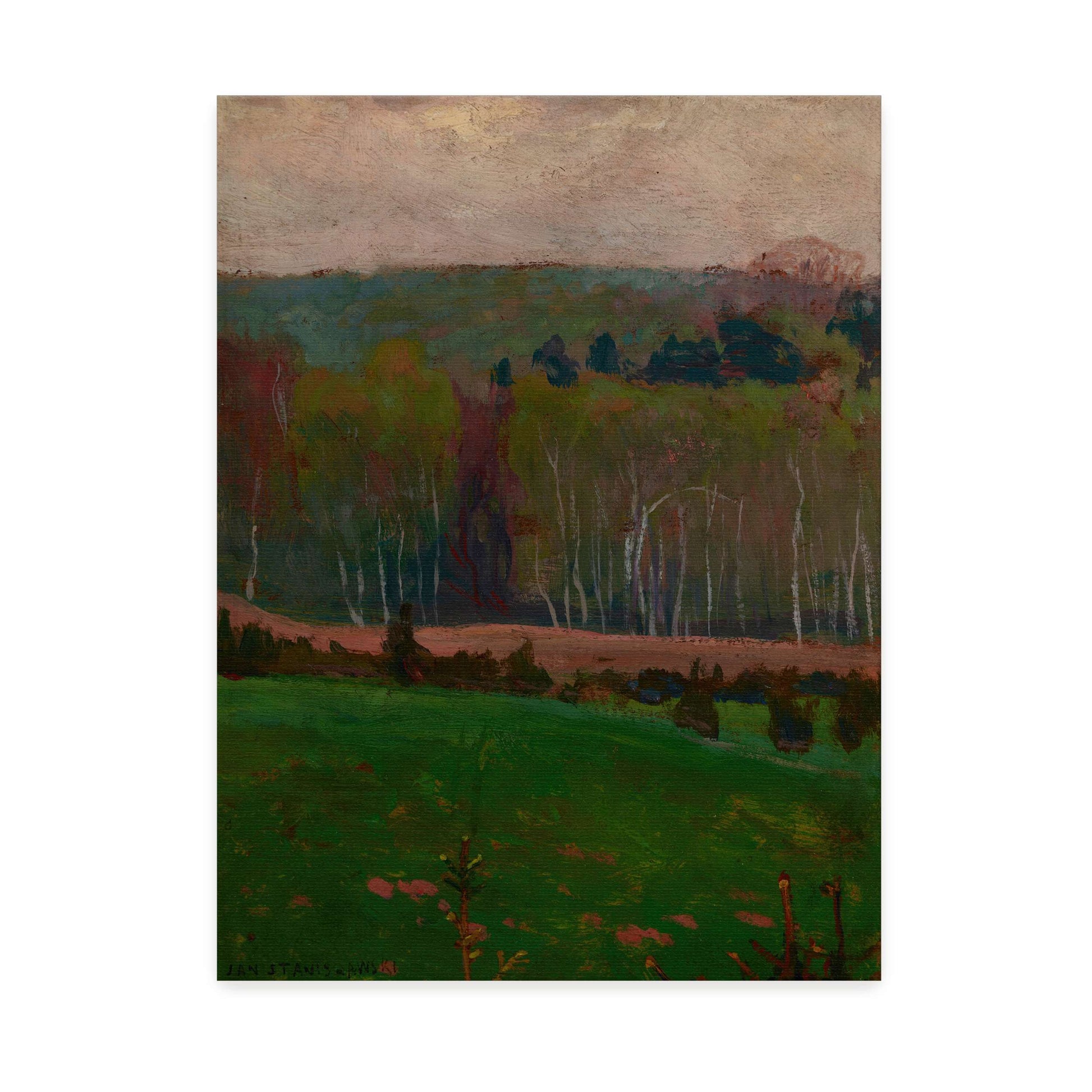 Forest Landscape with Green Field by Jan Stanislawski