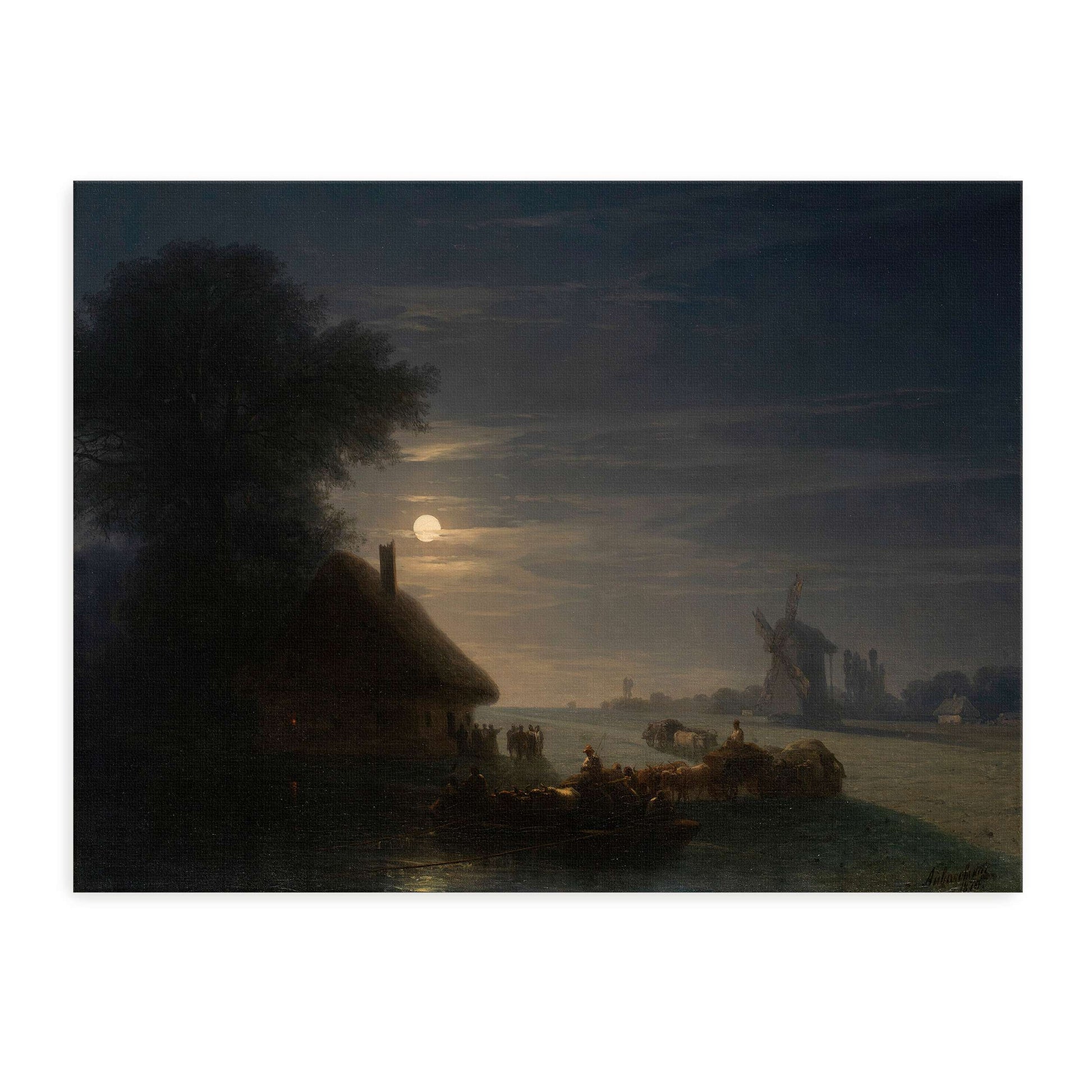 Nighttime landscape with a moonlit river by Ivan Konstantinovich Aivazovsky