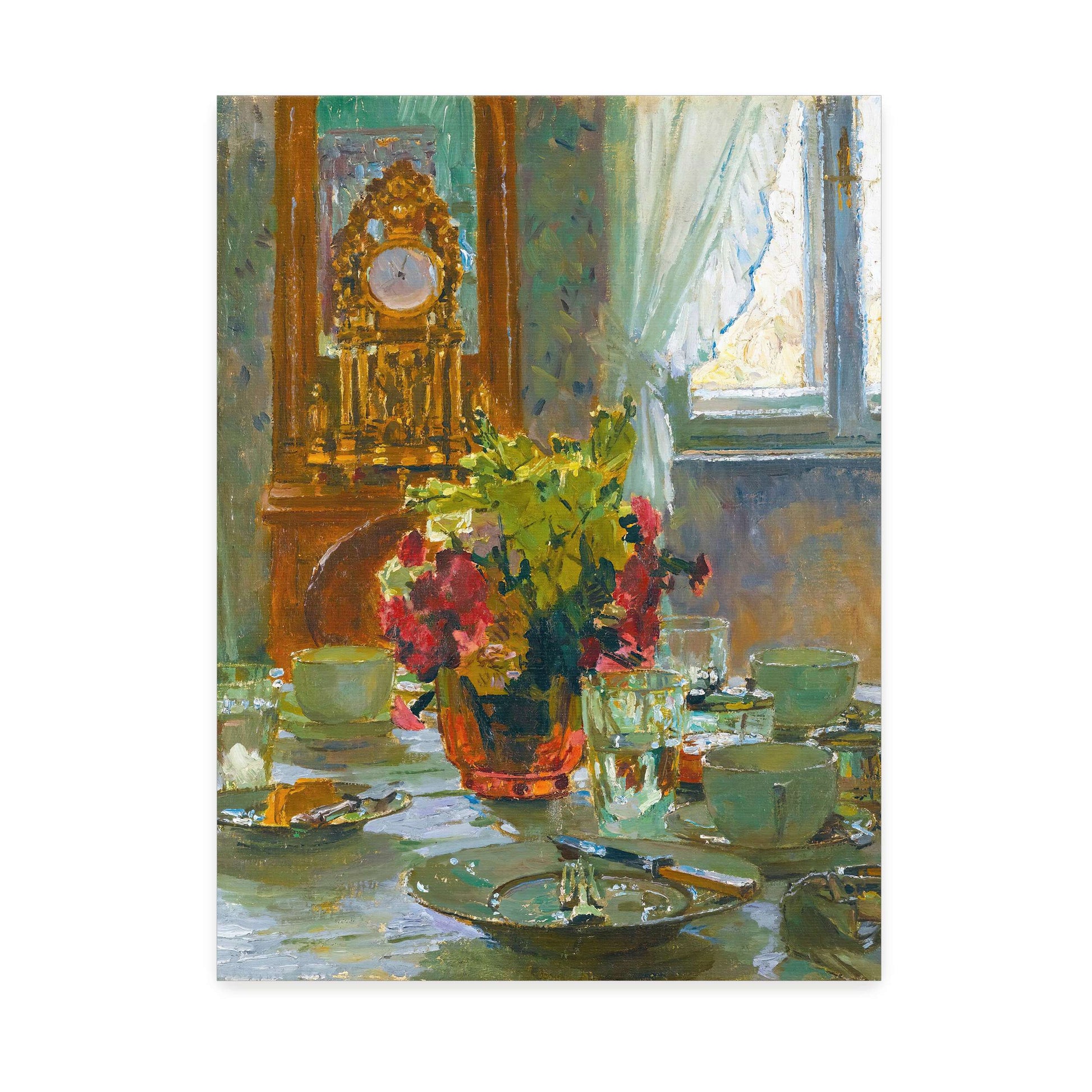 Breakfast table with flowers by Carl Moll