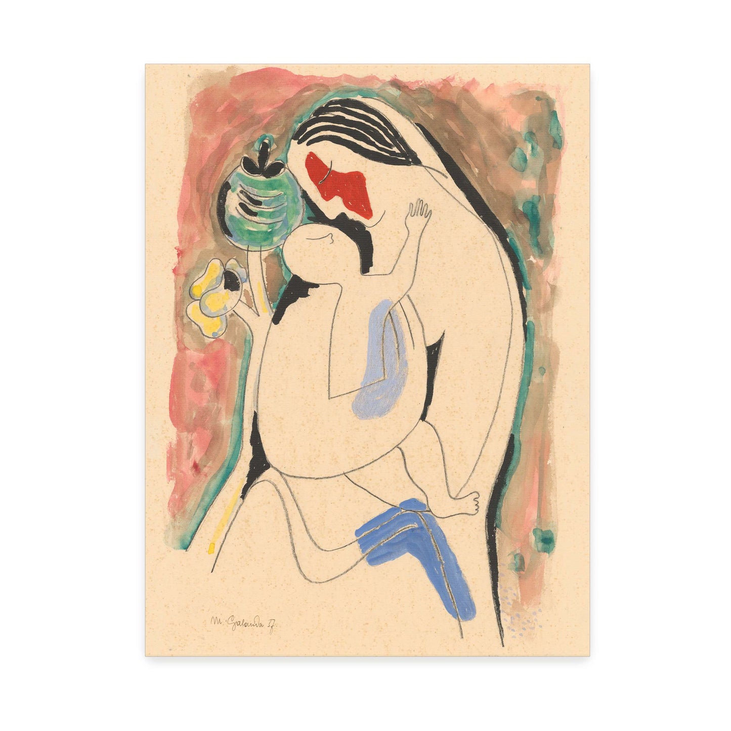 Mother and child with flower by Mikuláš Galanda