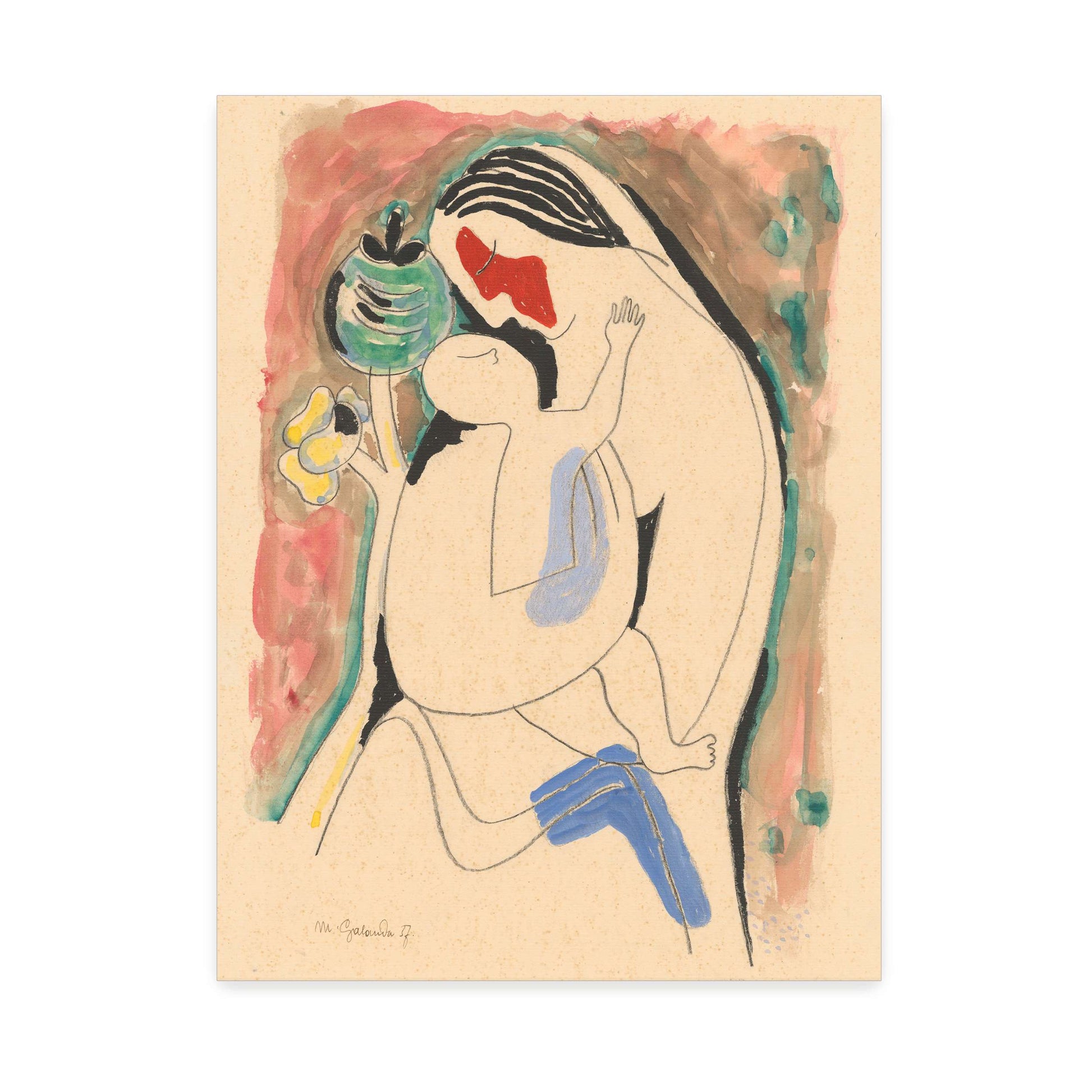 Mother and child with flower by Mikuláš Galanda