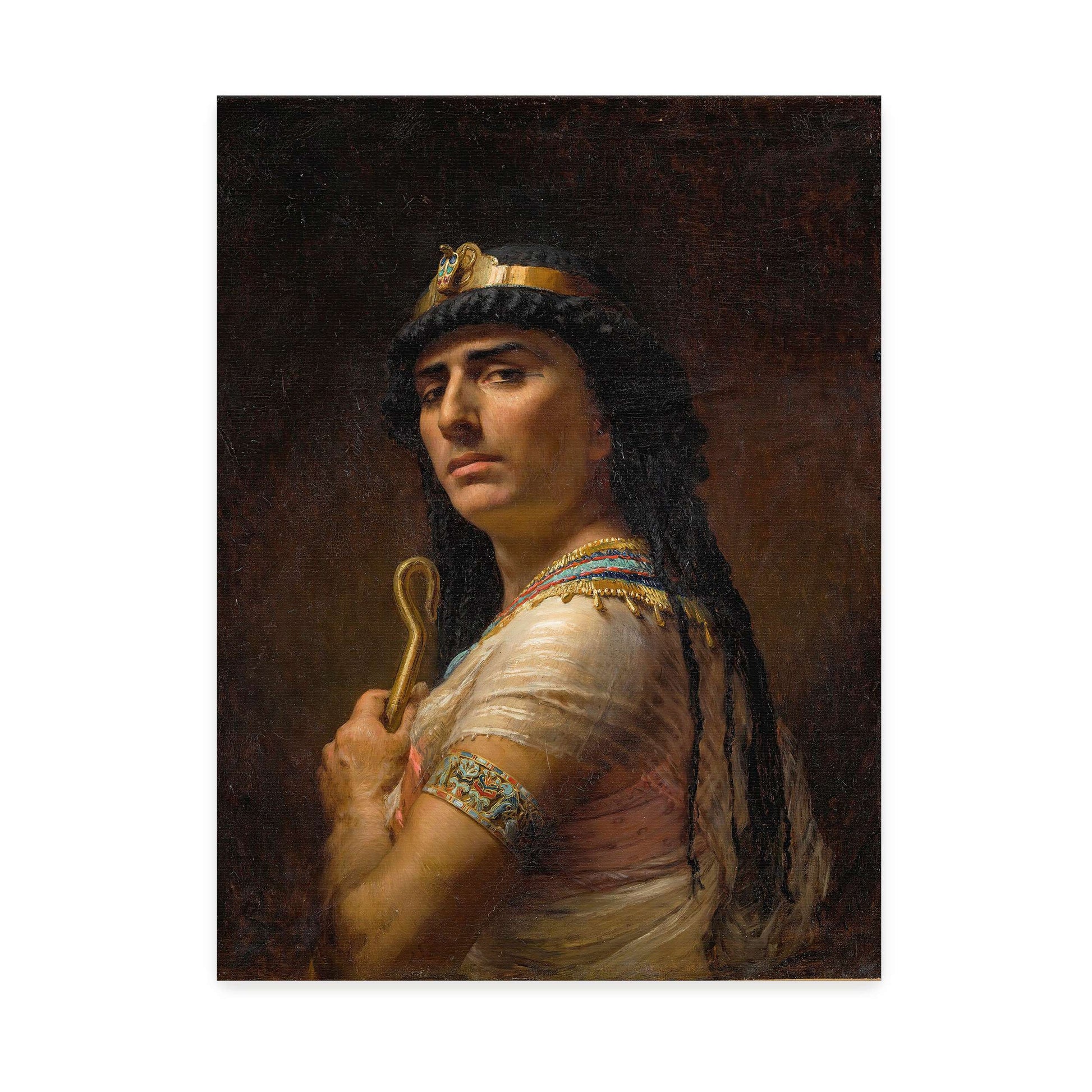 Egyptian Priestess holding a staff by Frederick Arthur Bridgman