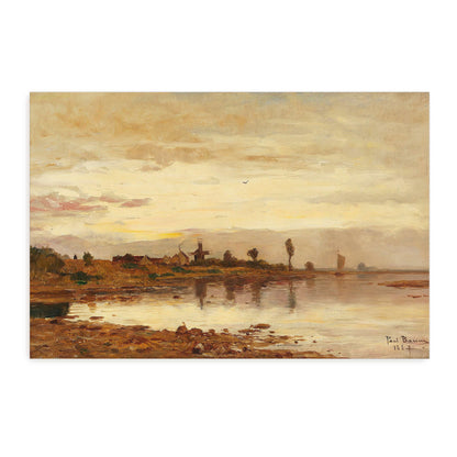 Sunset over a Dutch Canal with Windmill by Paul Baum