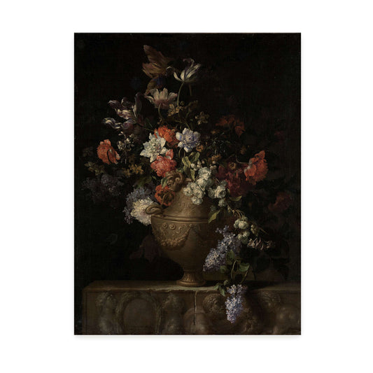 Flowers on a Stone Ledge (Flower Still Life) by Jean-Baptiste Monnoyer, gallery-wrapped canvas print