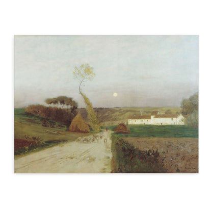 Countryside scene with moon and sheep by Eugen Jettel